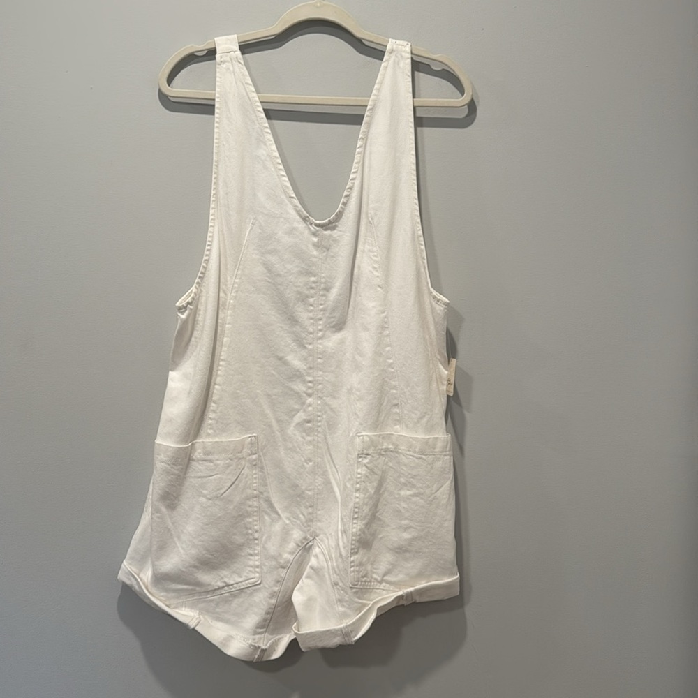 White denim  free people high roller overalls